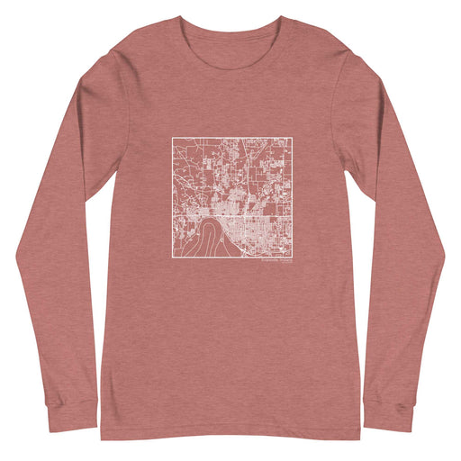 Evansville Indiana  Map Unisex Long-Sleeve T-shirt with City inscription in Heather Mauve
