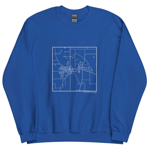 Evansville Wisconsin  Map Unisex Crewneck Sweater with City inscription in Royal Blue