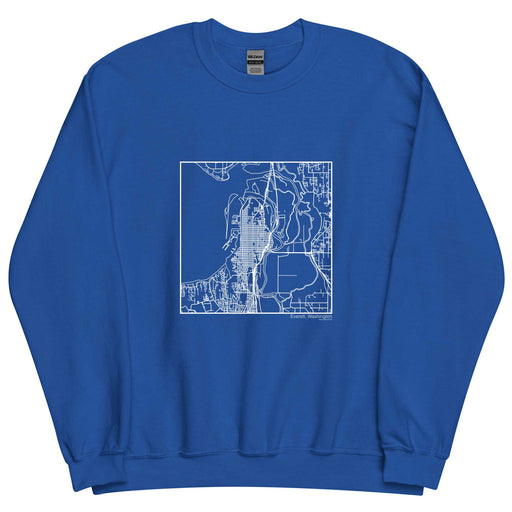 Everett Washington  Map Unisex Crewneck Sweater with City inscription in Royal Blue