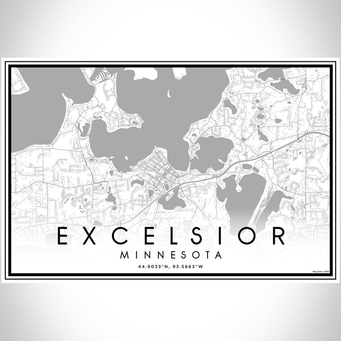 Excelsior Minnesota Map Print Landscape Orientation in Classic Style With Shaded Background