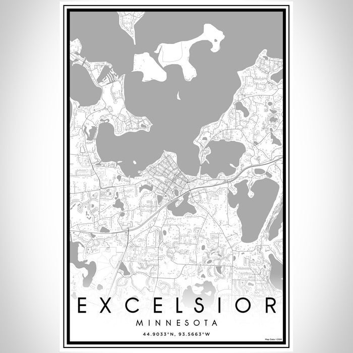 Excelsior Minnesota Map Print Portrait Orientation in Classic Style With Shaded Background