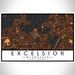 Excelsior Minnesota Map Print Landscape Orientation in Ember Style With Shaded Background