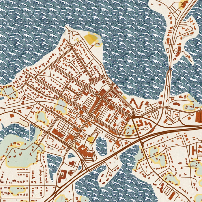 Excelsior Minnesota Map Print in Woodblock Style Zoomed In Close Up Showing Details