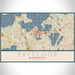 Excelsior Minnesota Map Print Landscape Orientation in Woodblock Style With Shaded Background