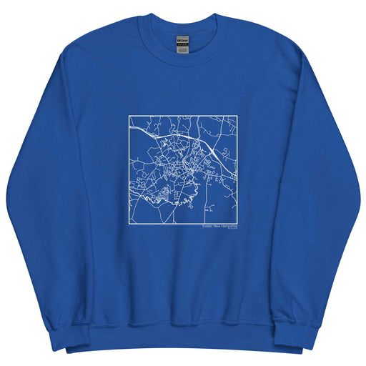Exeter New Hampshire  Map Unisex Crewneck Sweater with City inscription in Royal Blue