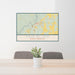 24x36 Fair Bluff North Carolina Map Print Landscape Orientation in Woodblock Style Behind 2 Chairs Table and Potted Plant