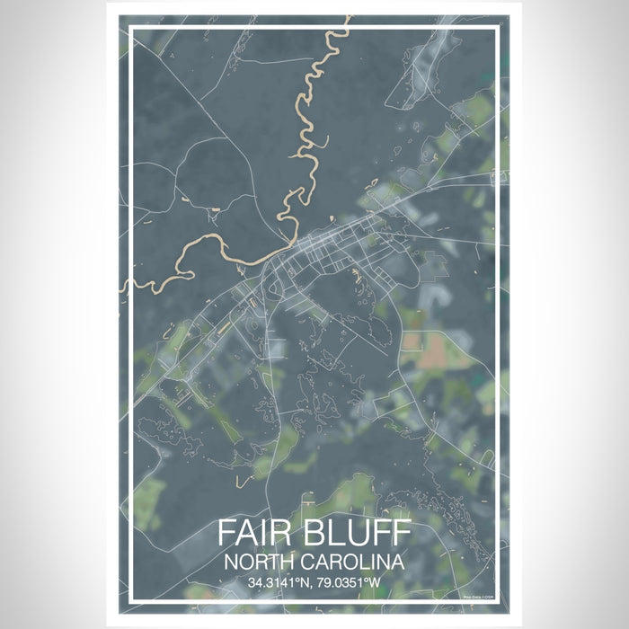 Fair Bluff North Carolina Map Print Portrait Orientation in Afternoon Style With Shaded Background