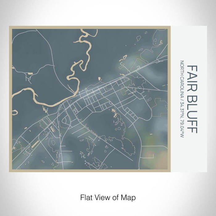Rendered View of Fair Bluff North Carolina Map on 20oz Stainless Steel Insulated Bottle with Bamboo Top with printed afternoon style map