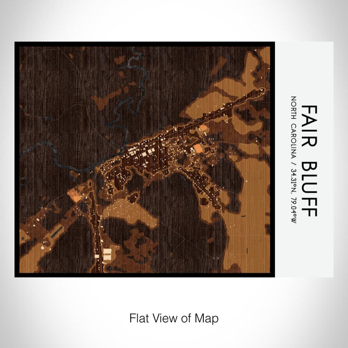 Rendered View of Fair Bluff North Carolina Map on 20oz Stainless Steel Insulated Bottle with Bamboo Top with printed ember style map