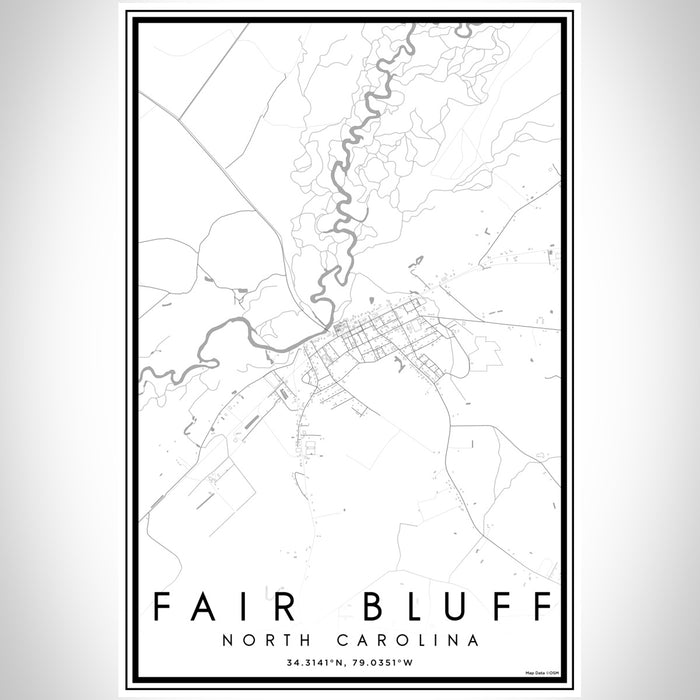 Fair Bluff North Carolina Map Print Portrait Orientation in Classic Style With Shaded Background