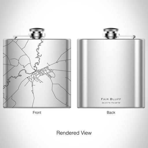 Rendered View of Fair Bluff North Carolina Map on 6oz Stainless Steel Flask
