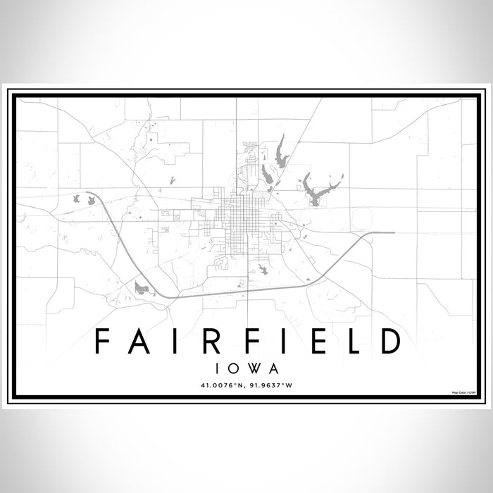 Fairfield Iowa Map Print Landscape Orientation in Classic Style With Shaded Background