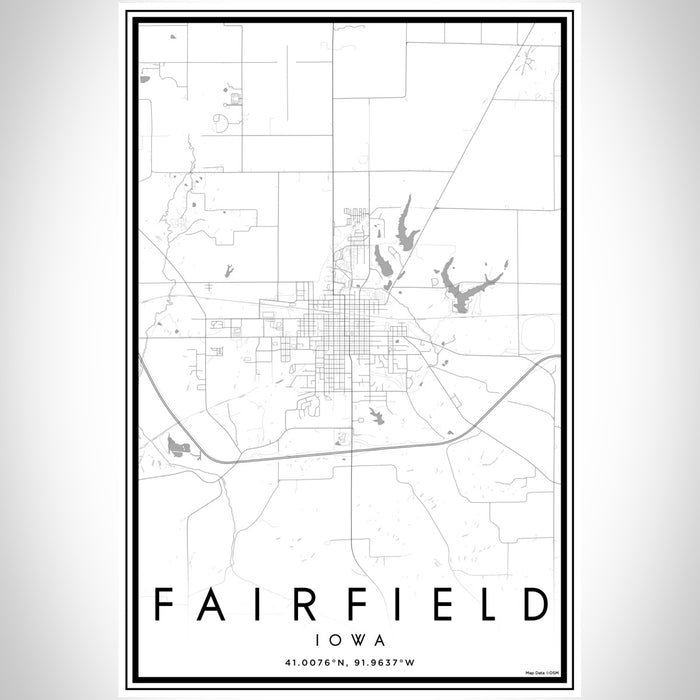 Fairfield Iowa Map Print Portrait Orientation in Classic Style With Shaded Background