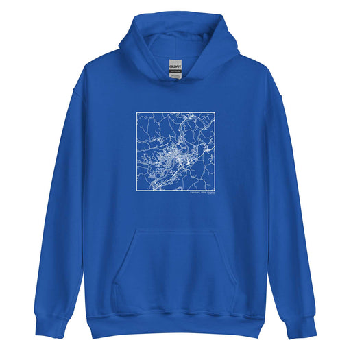Fairmont West Virginia  Map Unisex Hoodie Sweater with City inscription in Royal Blue