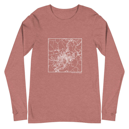 Fairmont West Virginia  Map Unisex Long-Sleeve T-shirt with City inscription in Heather Mauve