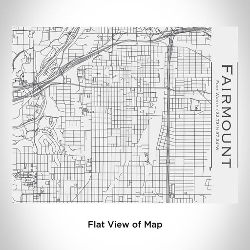 Rendered View of Fairmount Fort Worth Map Engraving on 20oz Stainless Steel Insulated Bottle with Bamboo Top in White