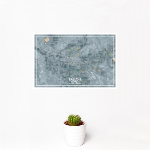 12x18 Fallon Nevada Map Print Landscape Orientation in Afternoon Style With Small Cactus Plant in White Planter