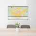 24x36 Fallon Nevada Map Print Lanscape Orientation in Woodblock Style Behind 2 Chairs Table and Potted Plant