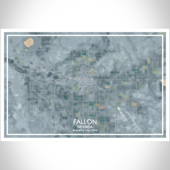 Fallon Nevada Map Print Landscape Orientation in Afternoon Style With Shaded Background