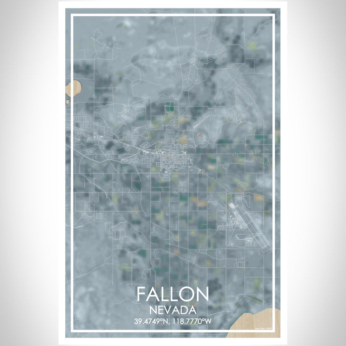 Fallon Nevada Map Print Portrait Orientation in Afternoon Style With Shaded Background