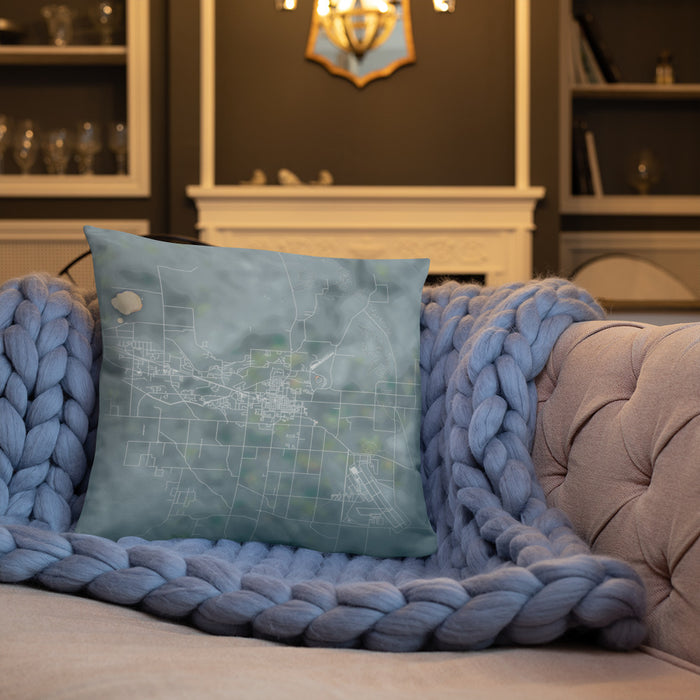 Custom Fallon Nevada Map Throw Pillow in Afternoon on Cream Colored Couch