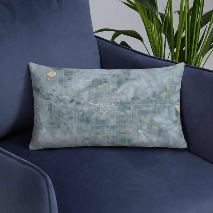 Custom Fallon Nevada Map Throw Pillow in Afternoon on Blue Colored Chair
