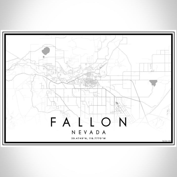Fallon Nevada Map Print Landscape Orientation in Classic Style With Shaded Background