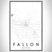 Fallon Nevada Map Print Portrait Orientation in Classic Style With Shaded Background