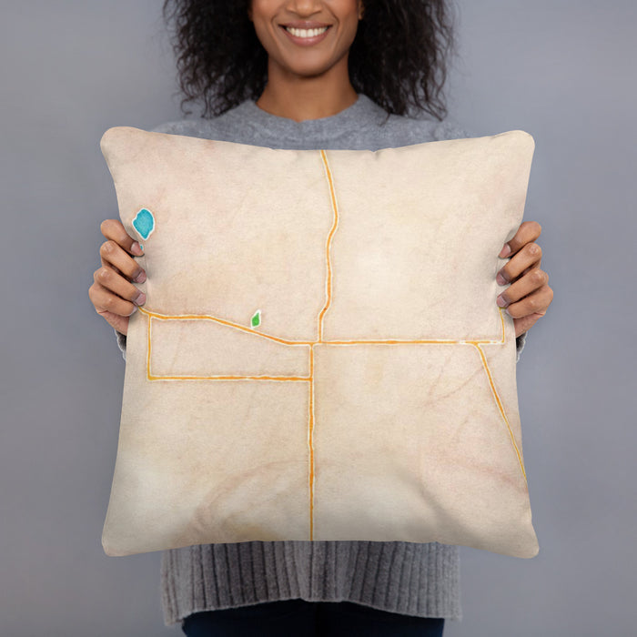 Person holding 18x18 Custom Fallon Nevada Map Throw Pillow in Watercolor
