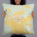 Person holding 22x22 Custom Fallon Nevada Map Throw Pillow in Woodblock