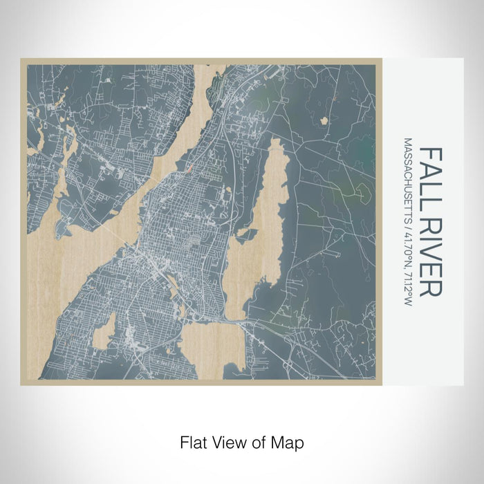Rendered View of Fall River Massachusetts Map on 20oz Stainless Steel Insulated Bottle with Bamboo Top with printed afternoon style map