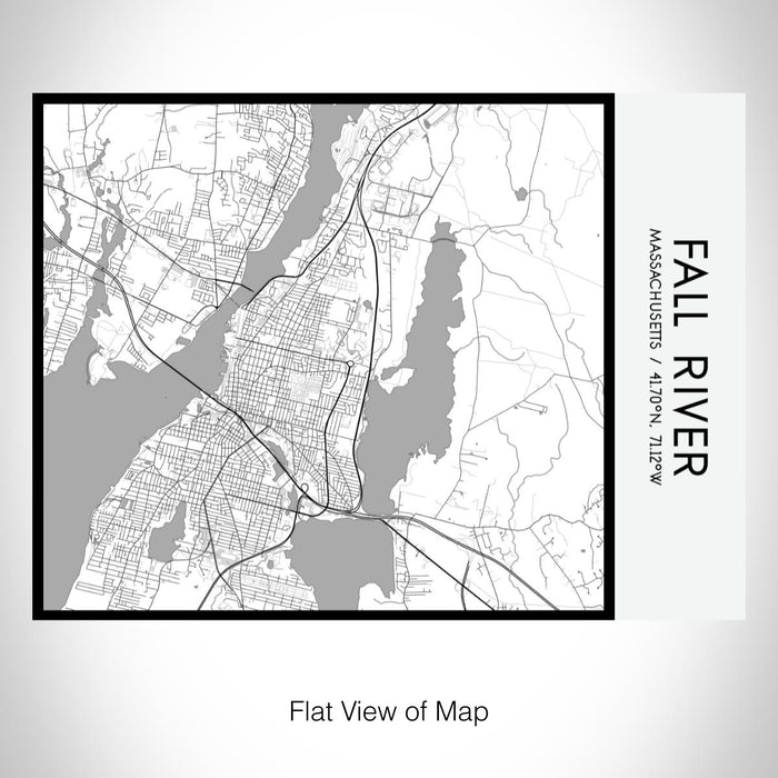 Rendered View of Fall River Massachusetts Map on 20oz Stainless Steel Insulated Bottle with Bamboo Top with printed classic style map