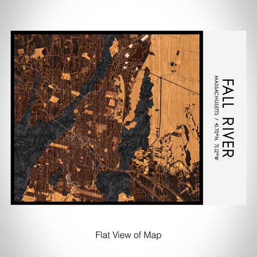 Rendered View of Fall River Massachusetts Map on 20oz Stainless Steel Insulated Bottle with Bamboo Top with printed ember style map