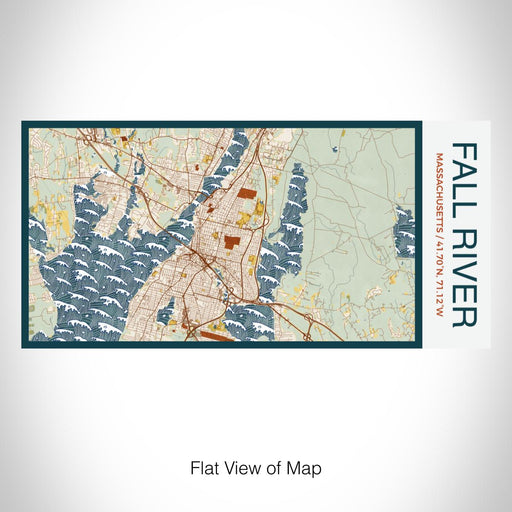 Rendered View of Fall River Massachusetts Map on 17oz Stainless Steel Insulated Bottle with printed woodblock style map