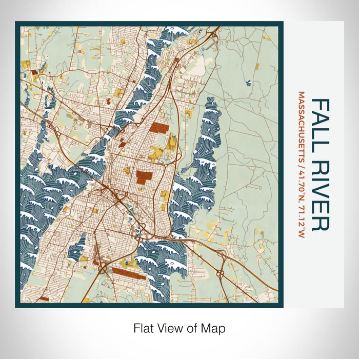 Rendered View of Fall River Massachusetts Map on 17oz Stainless Steel Insulated Tumbler in Woodblock Map Style