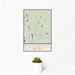 12x18 Fallsburg New York Map Print Portrait Orientation in Woodblock Style With Small Cactus Plant in White Planter