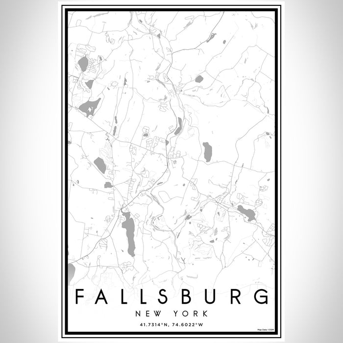 Fallsburg New York Map Print Portrait Orientation in Classic Style With Shaded Background