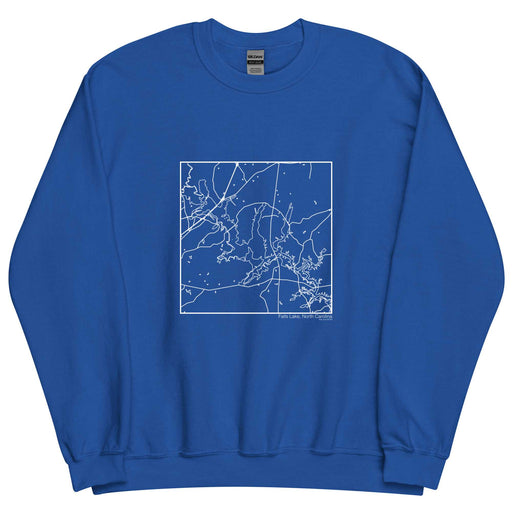 Falls Lake North Carolina  Map Unisex Crewneck Sweater with City inscription in Royal Blue