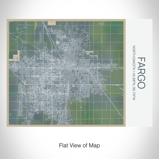 Rendered View of Fargo North Dakota Map on 20oz Stainless Steel Insulated Bottle with Bamboo Top with printed afternoon style map