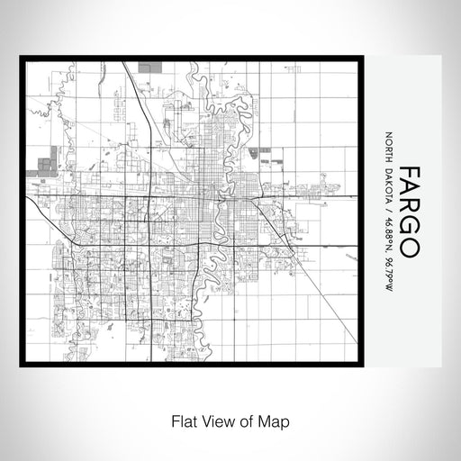 Rendered View of Fargo North Dakota Map on 20oz Stainless Steel Insulated Bottle with Bamboo Top with printed classic style map