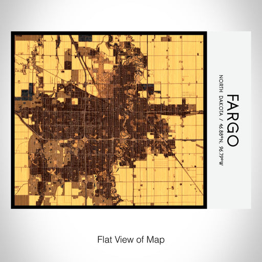 Rendered View of Fargo North Dakota Map on 20oz Stainless Steel Insulated Bottle with Bamboo Top with printed ember style map