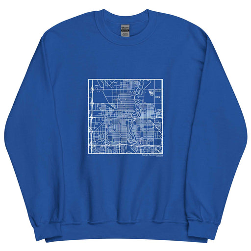 Fargo North Dakota  Map Unisex Crewneck Sweater with City inscription in Royal Blue
