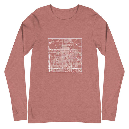 Fargo North Dakota  Map Unisex Long-Sleeve T-shirt with City inscription in Heather Mauve