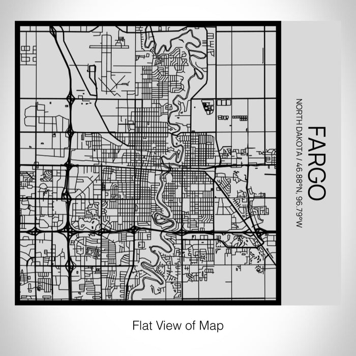 Rendered View of Fargo North Dakota Map on 17oz Stainless Steel Insulated Tumbler in Tactile Lines with Succulent in Background