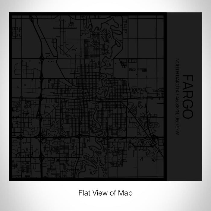 Rendered View of Fargo North Dakota Map on 17oz Stainless Steel Insulated Tumbler in Matte Black with Tactile Lines