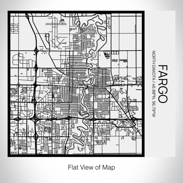 Rendered View of Fargo North Dakota Map on 17oz Stainless Steel Insulated Tumbler in Matte White with Tactile Lines