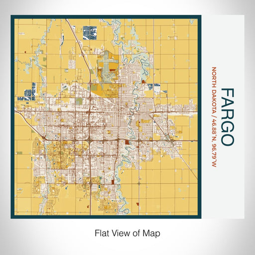 Rendered View of Fargo North Dakota Map on 17oz Stainless Steel Insulated Tumbler in Woodblock Map Style