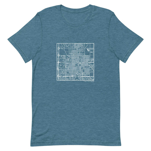 Fargo North Dakota  Map Unisex T-Shirt with City inscription in Heather Teal