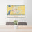 24x36 Faribault Minnesota Map Print Lanscape Orientation in Woodblock Style Behind 2 Chairs Table and Potted Plant