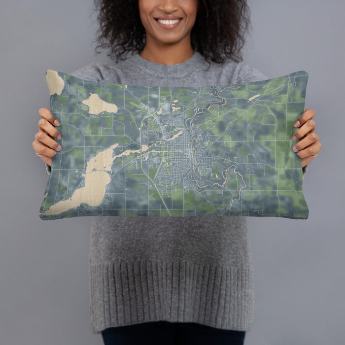 Person holding 20x12 Custom Faribault Minnesota Map Throw Pillow in Afternoon